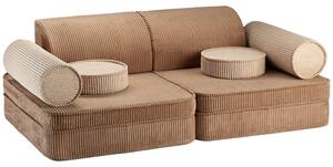 Rjava otroška sedežna garnitura iz rebrastega žameta 132 cm Settee – Wigiwama