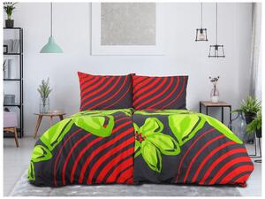 Bombažna posteljnina FLOERIC rdeče-zelena Dimenzije posteljnine: 70 x 90 cm | 140 x 200 cm