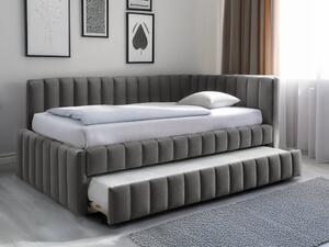Oblazinjena postelja COMFINO VELVET z izvlečnim ležiščem 120 x 200 cm, siva