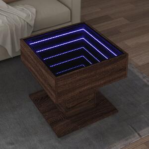 VidaXL Klubska mizica LED rjavi hrast 50x50x45 cm inženirski les