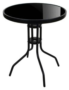 Okrogla vrtna miza s stekleno ploščo ISLAND BLACK 60 cm, črna