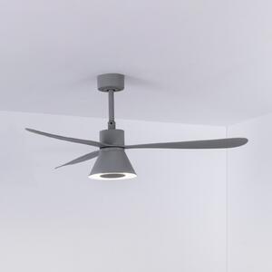 FARO BARCELONA LED stropni ventilator Amelia Cone L, siv, enosmerni, tih, 132 cm, zatemnjen, Siva, Dnevna soba / jedilnica, Plastika, Sodobni