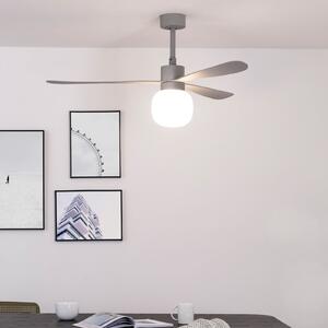 FARO BARCELONA LED stropni ventilator Amelia Ball L, siv, DC, tih, 132 cm, zatemnjen, Siva, Dnevna soba / jedilnica, Plastika, Sodobni