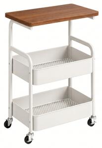 Stranska mizica na kolescih NEXORA 77x43 cm, bela