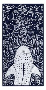 Temno modra brisača za plažo 90x180 cm Shark - DecoKing
