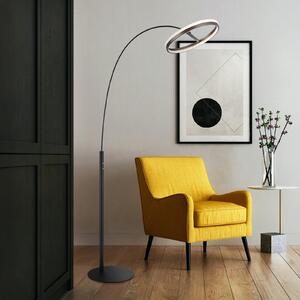 Globo Talna svetilka Della LED, višina 190 cm, črna/temno siva, kovina, zatemnjen, Črna, Dnevna soba / jedilnica, Kovina, Sodobni