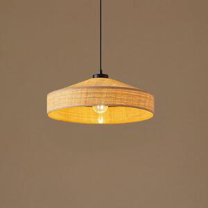 Lindby viseča svetilka Haldor, ratana, naravna barva, Ø 40 cm, zatemnjen, Bež, Dnevna soba / jedilnica, Les, Skandinavski