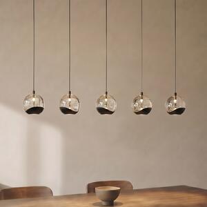 Lucande LED-visoka svetilka Hayley, črna, 5-kraka, podolgovata, Črna, Dnevna soba / jedilnica, Steklo, Sodobni