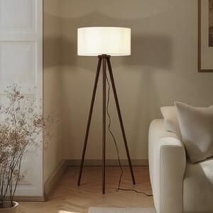 Lindby Stojna svetilka Charlia, bela, orehovo les, višina 150 cm, Les, Dnevna soba / jedilnica, Tkanine / tekstil, Skandinavski, Tripod