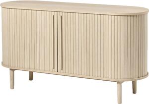 Komoda v hrastovem dekorju z drsnimi vrati v naravni barvi 140x76x45 cm Meta – Unique Furniture