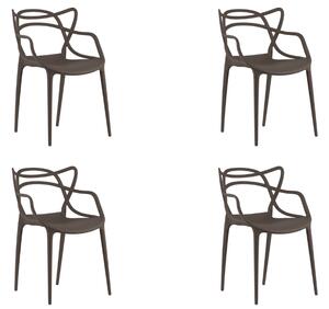 Set 4 stolov iz plastike KATO, rjava