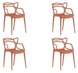 Set 4 stolov iz plastike KATO, terakota