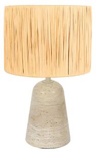 Anne Light Namizna svetilka Travino, višina 34 cm, travertin, morska trava, E27, Bež, Dnevna soba / jedilnica, Marmor