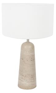 Anne Light Namizna svetilka Travino, višina 49 cm, travertin, lan, E27, Bež, Dnevna soba / jedilnica, Marmor