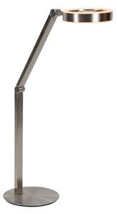 Steinhauer LED namizna svetilka Ringlux, jeklena barva, kovina, 2700 K, dimmer, zatemnjen, Kovinska, Dnevna soba / jedilnica, Kovina, Sodobni, Namizni pult