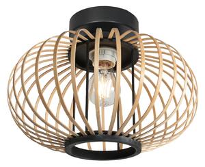 Anne Light Stropna svetilka Bloeba, črna, bambusovi stebri, Ø 31 cm, zatemnjen, Črna, Dnevna soba / jedilnica, Kovina