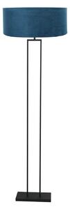 Steinhauer Stojna svetilka Stang, črna/modri velur, višina 160 cm, E27, Črna, Dnevna soba / jedilnica, Kovina, Sodobni
