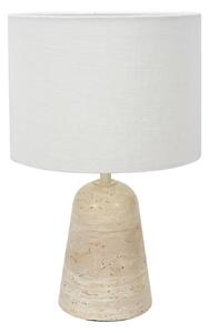 Anne Light Namizna svetilka Travino, višina 34 cm, travertin, lan, E27, Bež, Dnevna soba / jedilnica, Marmor