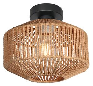 Anne Light Stropna svetilka Bloeba, črna, rjava vrvna obloga, Ø 23 cm, zatemnjen, Črna, Dnevna soba / jedilnica, Kovina