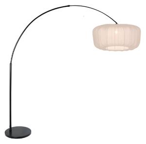Steinhauer Stoječa svetilka Sparkled Light v obliki loka, črna/kremast najlon, 240 cm, Črna, Dnevna soba / jedilnica, Kovina, Sodobni