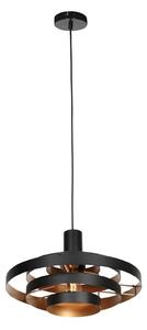 Steinhauer Obesna svetilka Halo Cirque, črna, kovina, Ø 50 cm, E27, zatemnjen, Črna, Dnevna soba / jedilnica, Kovina, Sodobni