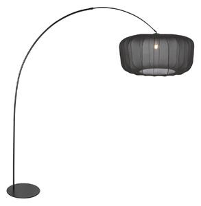 Anne Light Luknjasta svetilka Curve, črna, senčnik iz črnega najlona, premer 60 cm, Črna, Dnevna soba / jedilnica, Kovina, Sodobni