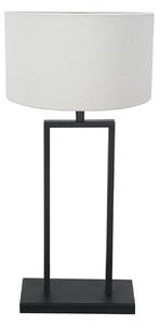 Steinhauer Namizna svetilka Stang 3860ZW, črna/belo platno, višina 55 cm, Črna, Dnevna soba / jedilnica, Tkanine / tekstil