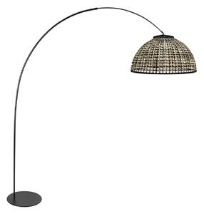 Anne Light Lukasta svetilka Curve, črna, senčnik iz bambusovega pletenja, premer 60 cm, Črna, Dnevna soba / jedilnica, Kovina