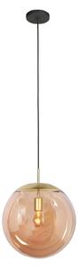 Steinhauer Obesna svetilka Bollique, medenina, Ø 40 cm, steklo, 1-žarnica, krogla, zatemnjen, Zlata / medeninasta, Dnevna soba / jedilnica, Steklo, Globus