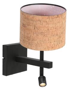 Steinhauer Stenna svetilka Stang, črna/rjava LED-bralna lučka Višina 27 cm Pluta, Črna, Dnevna soba / jedilnica, Kovina, Sodobni, Svetilka za branje