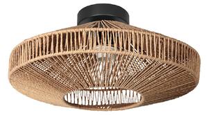 Anne Light Stropna svetilka Bloeba, črna, z rjavim vrvnim oblogom, Ø 40 cm, zatemnjen, Črna, Dnevna soba / jedilnica, Kovina
