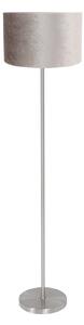 Mexlite Stojna svetilka Noor, jeklo/velur srebrne barve, višina 144 cm, E27, Kovinska, Dnevna soba / jedilnica, Kovina