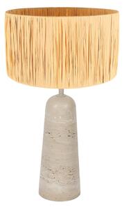 Anne Light Namizna svetilka Travino, višina 49 cm, travertin, morska trava, E27, Bež, Dnevna soba / jedilnica, Marmor