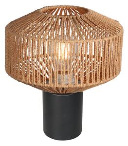 Anne Light Namizna svetilka Bloeba, črna, z rjavim vrvnim prevlekom, Ø 23 cm, Črna, Dnevna soba / jedilnica, Kovina