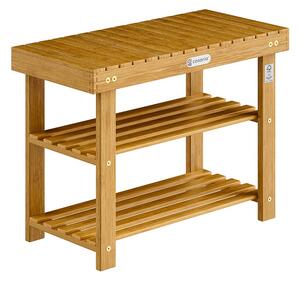 Casaria Stojalo za čevlje iz akacije s klopjo 70 x 33 x 46 cm