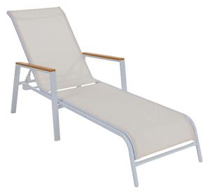 KONDELA Vrtni ležalnik, belo jeklo/hrast, BONTO