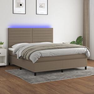 VidaXL Box spring postelja z vzmetnico LED taupe 180x200 cm blago