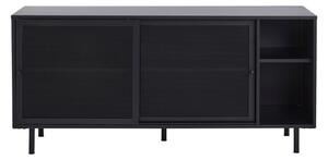 Črna kovinska komoda z drsnimi vrati 160x75x46 cm Veep – Unique Furniture