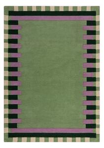 Zelena/vijolična ročno tkana volnena preproga 160x230 cm Kai Wool Border – Flair Rugs