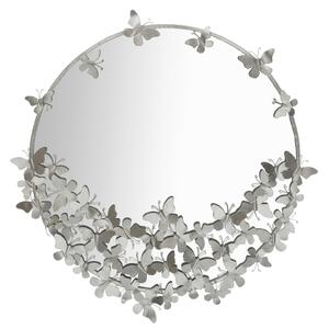 Stensko ogledalo Butterfly Round Silver