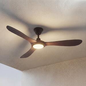 Lucande LED zunanji stropni ventilator Winrod, temno leseno, z možnostjo, zatemnjen, Les, Plastika, Sodobni