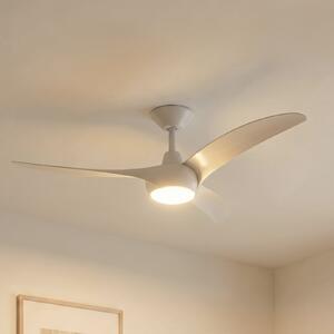 Lindby LED stropni ventilator Briya, bel, Ø 116 cm, CCT, zatemnjen, Bela, Dnevna soba / jedilnica, Plastika, Sodobni