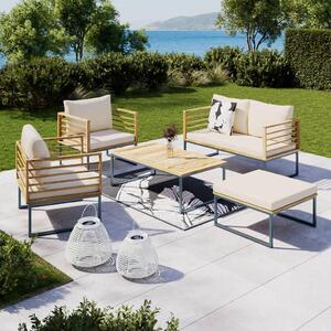 Bessagi Garden Lounge Garnitura Silas, 4-Delno, Krem