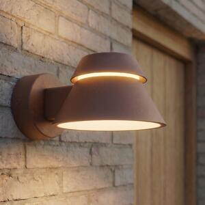 Lucande LED-stenna svetilka za zunanjo uporabo Moena, rjava, kovinska, IP44, Rjava / rjasta, Aluminij, Sodobni