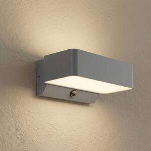 Lindby LED zunanja stenska svetilka Fando, antracitna, s senzorjem, IP44, Siva, Aluminij
