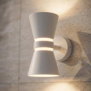 Lucande LED-stenna svetilka za zunanjo uporabo Meravi, bela, 2-žarilna, IP44, Bela, Aluminij, Sodobni