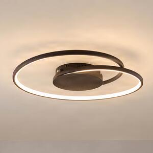 Lindby LED stropna svetilka Joline, premer 45 cm, rjavo-rdeča, kovina, Rjava / rjasta, Dnevna soba / jedilnica, Kovina, Sodobni
