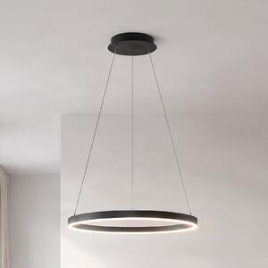 Arcchio LED-visoka svetilka Albiona, črna, 1 obroč, Ø 60 cm, zatemnjen, Črna, Kuhinja, Kovina, Sodobni