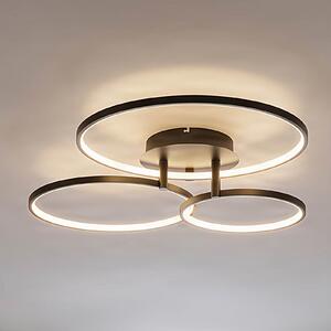 Lindby LED stropna svetilka Rayk, črna, kovinska, 77 cm, z možnostjo zatemnitve, zatemnjen, Črna, Dnevna soba / jedilnica, Aluminij, Sodobni