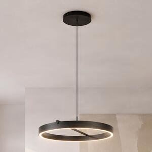 Lucande LED viseča svetilka Rovan, Ø 60 cm, črna, CCT, z možnostjo zatemnitve, zatemnjen, Črna, Dnevna soba / jedilnica, Kovina, Sodobni